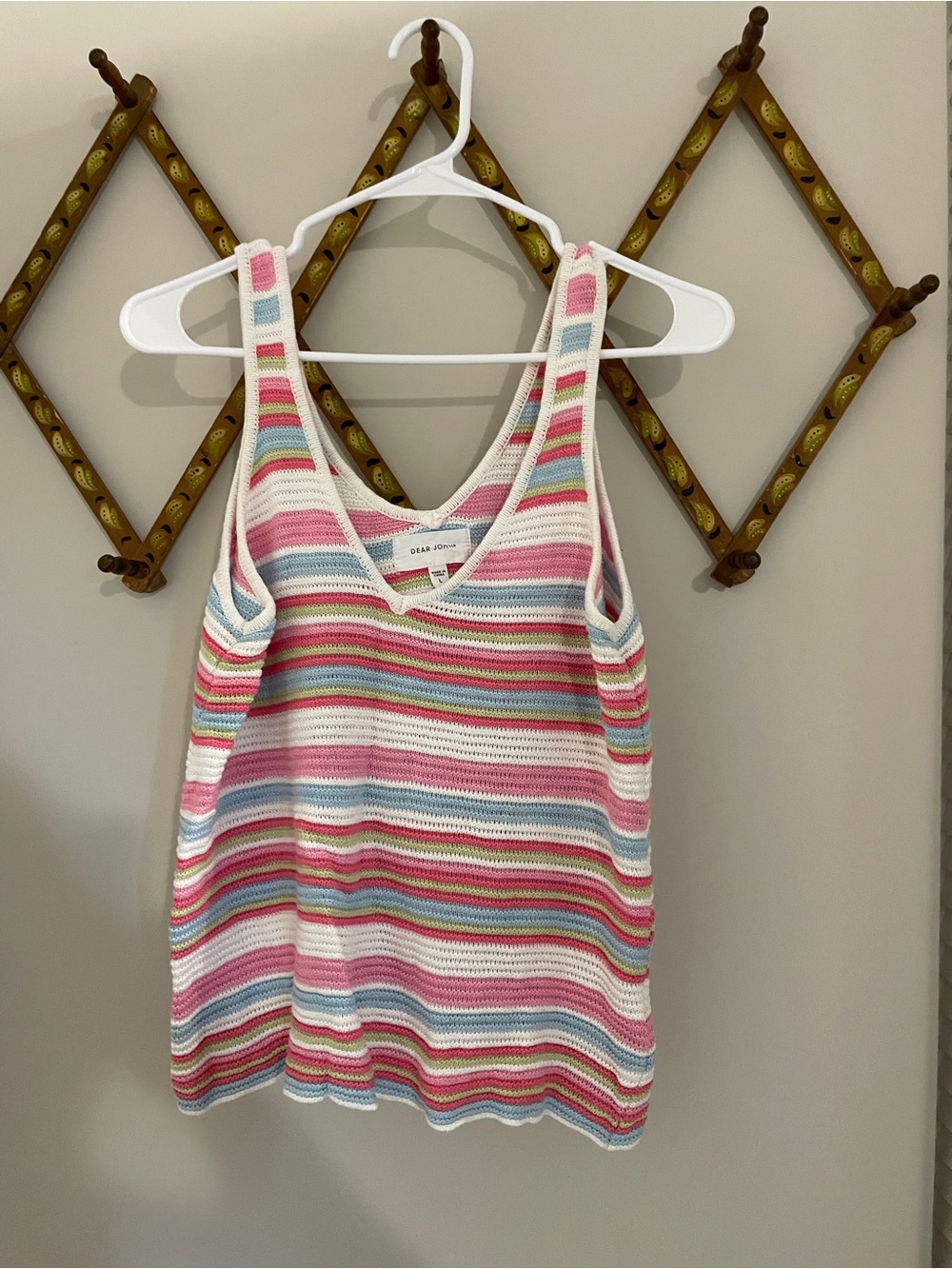 Dear John Pastel Striped Knit Tank — Pink, Blue, Green & White